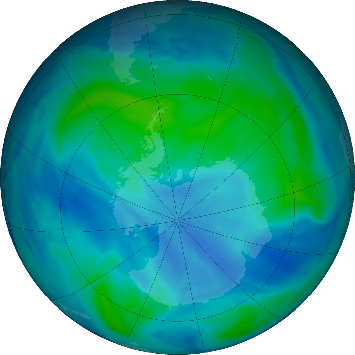 Antarctic ozone map for 12 March 2023